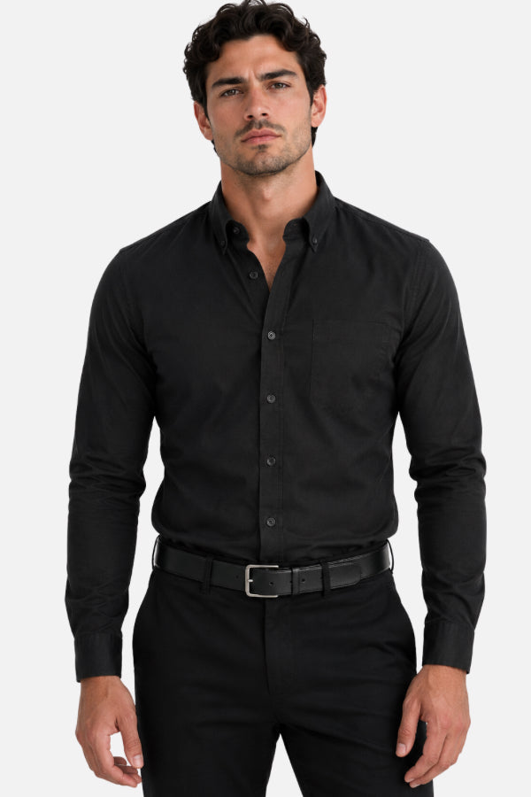 Camisa ejecutiva de gabardina para hombre manga larga