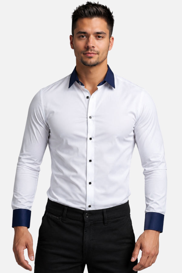 Camisa Ejecutiva Bicolor para Hombre Manga Larga