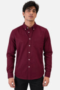 Camisa Oxford Hombre Guinda Manga Larga | Uniformes Empresariales