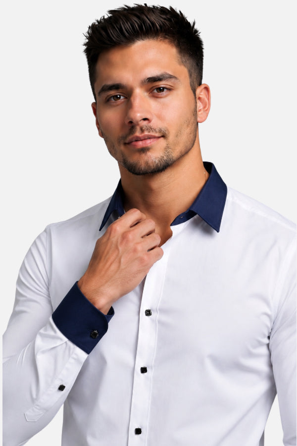 Camisa Ejecutiva Bicolor para Hombre Manga Larga