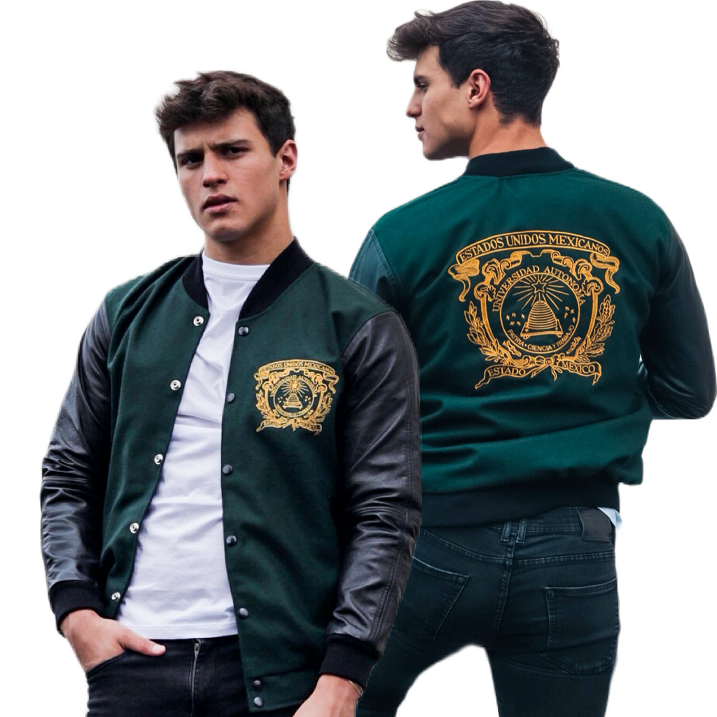 UAEM Negra Paño y Piel Jacket