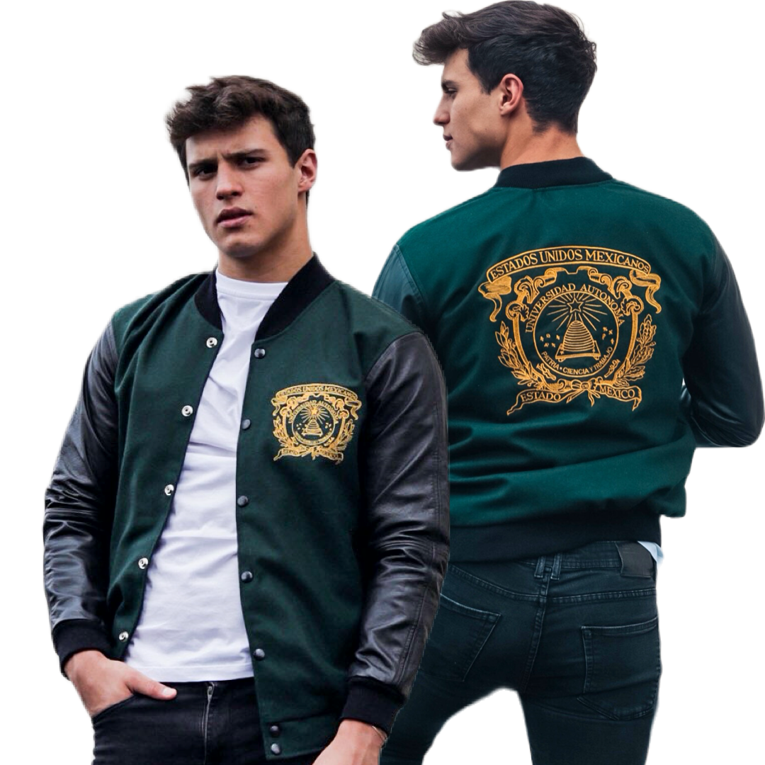 UAEM Negra Paño y Piel Jacket