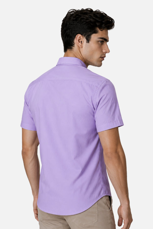 Camisa Cuello Mao para Hombre Manga Corta