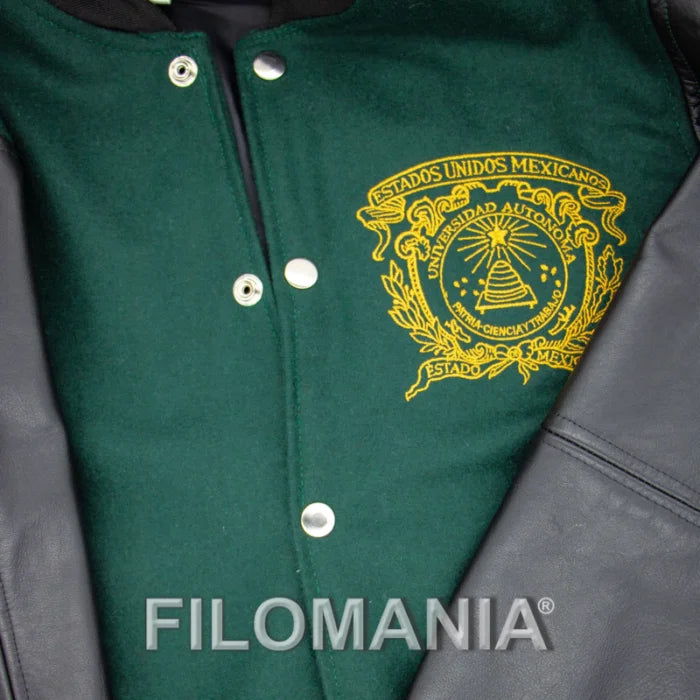 UAEM Negra Paño y Piel Jacket